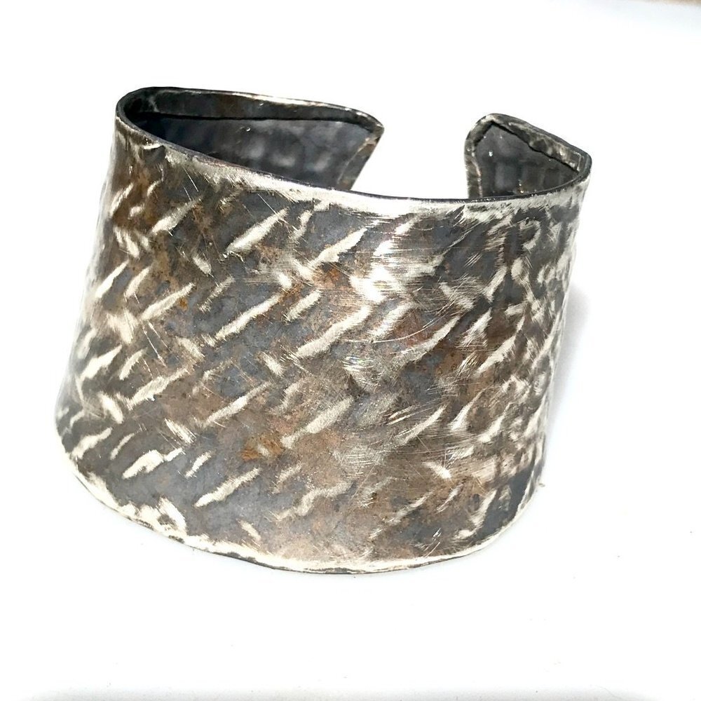 Gladiator Solid Sterling Silver 925 Cuff Bracelet Handmade Industrial Warrior - Picture 3 of 11
